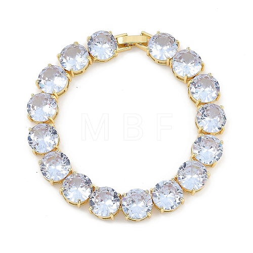 Rack Plating Brass Micro Pave Cubic Zirconia Chain Bracelets BJEW-P341-06B-G-1