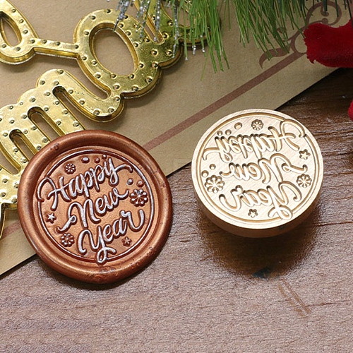 Merry Christmas Series Wax Seal Brass Stamp Head AJEW-M037-01G-02-1