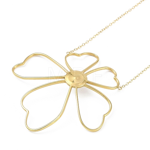 Ion Plating(IP) 304 Stainless Steel Cable Chain Flower Pendant Necklaces for Women NJEW-K276-02G-1