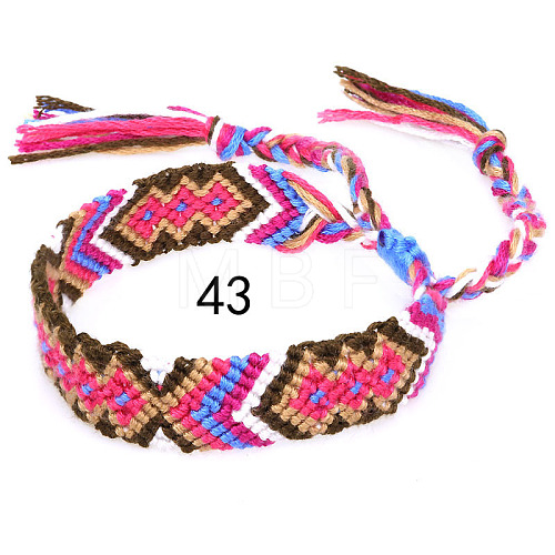 Cotton Braided Rhombus Pattern Cord Bracelet FIND-PW0013-003A-43-1