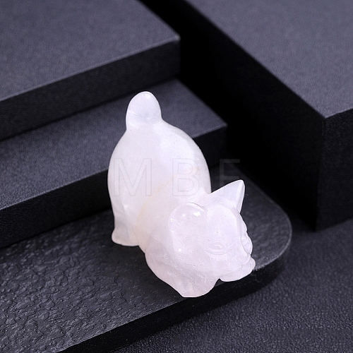 Natural Rose Quartz Carved Cat Statue PW-WG44631-15-1