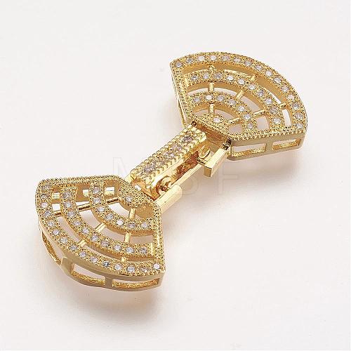 Brass Micro Pave Cubic Zirconia Fold Over Clasps ZIRC-F047-17G-1