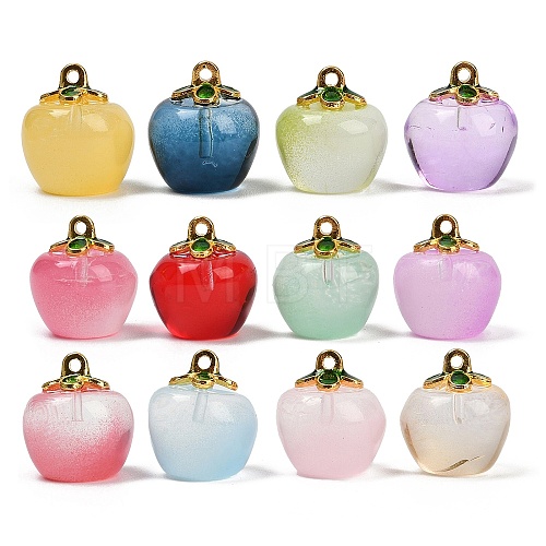 Transparent Glass Apple Pendants DGLA-E004-16A-1