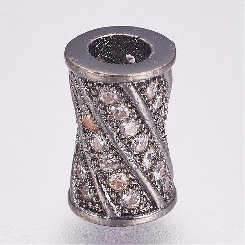 Brass Micro Pave Cubic Zirconia Beads ZIRC-G087-19B-1