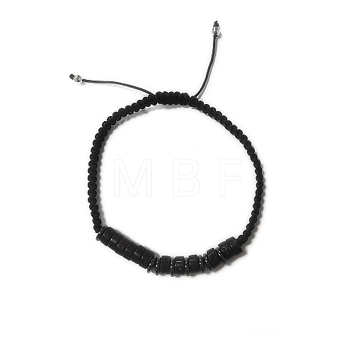 Coconut & Non-magnetic Synthetic Hematite Beads Braided Bead Bracelet BJEW-PH01415-01-1