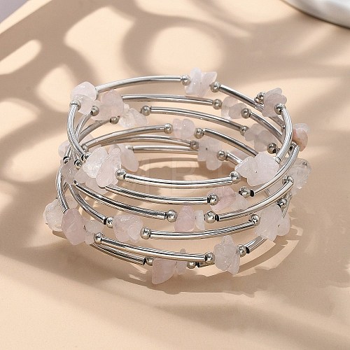 Gemstone Chip Warp Bracelets X-BJEW-JB01517-01-1