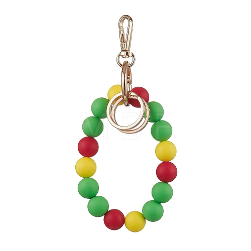 Silicone Beaded Bracelet Keychain Handmade DIY Pendant KEYC-JKC00853-1