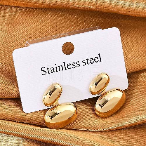 304 Stainless Steel Oval Stud Earrings EJEW-M073-08G-1