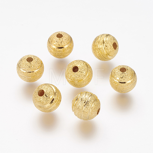 Brass Textured Beads X-KK-B208-G-1