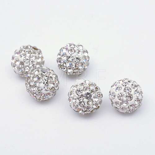 Polymer Clay Pave Rhinestone Beads RB-Q197-12mm-01B-1