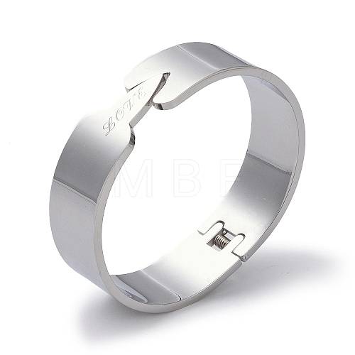 Non-Tarnish Word Love 304 Stainless Steel wide Hinged Bangles BJEW-G700-05P-1