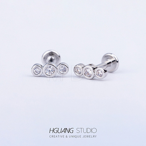 Stainless Steel Micro Pave Clear Cubic Zirconia Cartilage Earrings for Women Men WG126FA-07-1