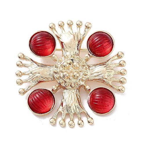 Flat Round with Cross Alloy Acrylic Brooch JEWB-C029-16B-1