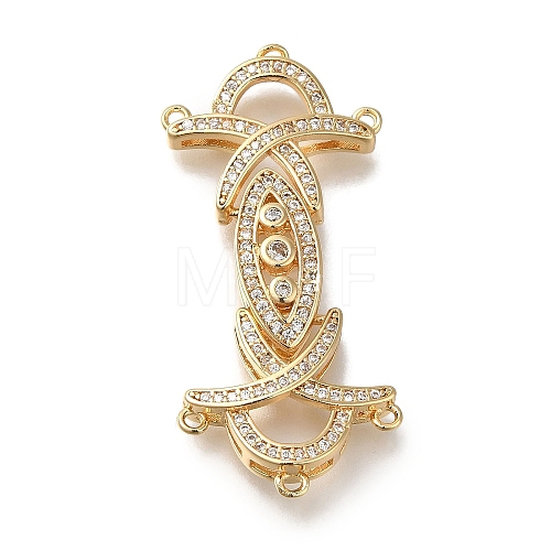 Brass Micro Pave Clear Cubic Zirconia Fold Over Clasps KK-H480-27G-1