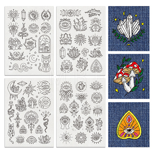 4 Sheets 11.6x8.2 Inch Stick and Stitch Embroidery Patterns DIY-WH0455-041-1