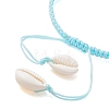 Adjustable Synthetic Turquoise & Natural Mixed Cowrie Shell & Alloy Charm Bracelets for Women BJEW-JB13548-3