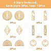 12Pcs 6 Style Brass Pendants KK-FH0005-98-3