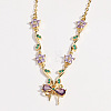 Brass Pave Cubic Zirconia Flower Bowknot Pendant Necklaces for Women WGA7CA3-03-1