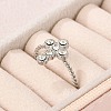 304 Stainless Steel Crystal Rhinestone Cuff Rings for Women RJEW-G338-03P-2