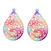 Spray Painted 430 Stainless Steel Filigree Big Pendants STAS-TAC0004-052H-2