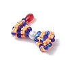 Glass Seed Beaded Bowknot Pendants PALLOY-MZ00553-02-4