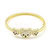 Bear Brass Micro Pave Clear & Black Cubic Zirconia Hinged Bangles for Women BJEW-Z062-11G-2