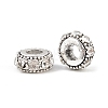 Flat Round Antique Silver Plated Alloy Rhinestone European Beads X-ALRI-Q228-10H-1