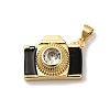 Brass Micro Pave Cubic Zirconia & Enamel Pendants X-KK-Q098-36G-A-1