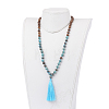 Natural Ocean Jasper and Wood Beaded Necklaces NJEW-JN02024-5