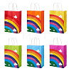 12Pcs 6 Colors Paper Rainbow Printed Carry Storage Tote Bags ABAG-TA0002-05B-1