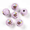 Easter Theme Printed Wood Beads WOOD-T032-22P-1