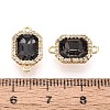 Brass Micro Pave Clear Cubic Zirconia and Glass Connector Charms X-KK-N287-28G-3