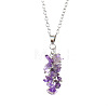 Natural Gemstone Chip Beads Tassel Alloy Cable Chain Necklaces WGF6F78-01-1