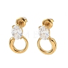 304 Stainless Steel & Clear Cubic Zirconia Dangle Stud Earrings EJEW-G468-03G-01-2