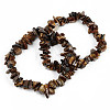 Unisex Chip Natural Tiger Eye Beaded Stretch Bracelets X-BJEW-S143-02-5