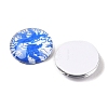 Blue and White Floral Printed Glass Cabochons X-GGLA-A002-14mm-XX-2