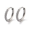 316 Surgical Stainless Steel Pave Clear Cubic Zirconia Hoop Earrings Women EJEW-A109-01A-P-1