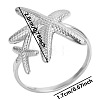 Non-Tarnish 304 Stainless Steel Starfish Open Cuff Ring ZZ4725-1-1