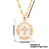 Shiny Retro Brass Micro Pave Clear Cubic Zirconia Oval with Cross Pendant Necklaces with Enamel YR4811-2-2