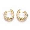 Brass Micro Pave Clear Cubic Zirconia Hoop Earrings EJEW-S208-064-2
