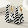 Rectangle with Stripe Alloy Imitation Leather Hoop Earrings FS-WG9C653-03-1