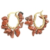 Natural Red Jasper Chips Braided Hoop Earrings EJEW-JE04940-13-1