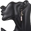 Brass Heart with Pearl Beads Pendants Dangle Earrings EJEW-JE06901-5