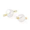 White ABS Plastic Imitation Pearl Round Connector Charms KK-C097-03G-2