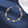 Oval Brass Micro Pave Cubic Zirconia Link Chain Bracelets for Women BJEW-D387-04P-04-2