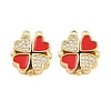 Brass Micro Pave Clear Cubic Zirconia and Enamel Connector Charms AL-CBA6E16-01G-A-1