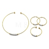 202 Stainless Steel Cuff Bangle & Necklace & Hoop Earrings Sets SJEW-M101-01G-1