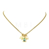 Ocean Brass Natural Paua Shell & Pearl Pendant 304 Stainless Steel Curb Chain Necklaces for Women NJEW-JN06258-01-2