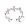 Non-Tarnish 304 Stainless Steel Cross Open Cuff Ring for Women RJEW-K245-26P-2