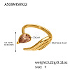 304 Stainless Steel Enamel & Single Cubic Zirconia Cuff Open Rings WG5850F-03-1